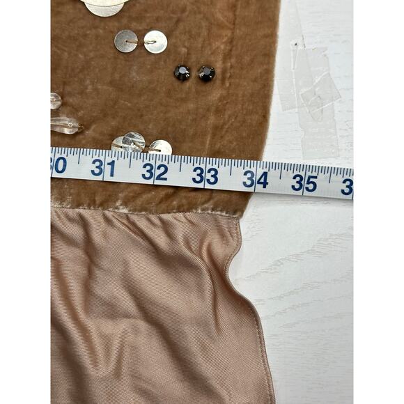 Nanette Lepore Silk & Velvet Mini Dress Sheath Cream Beige Embellished Size 4 - Picture 11 of 11